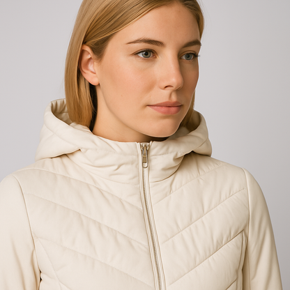 Women's Fitted Hooded Quilted Jacket Coat