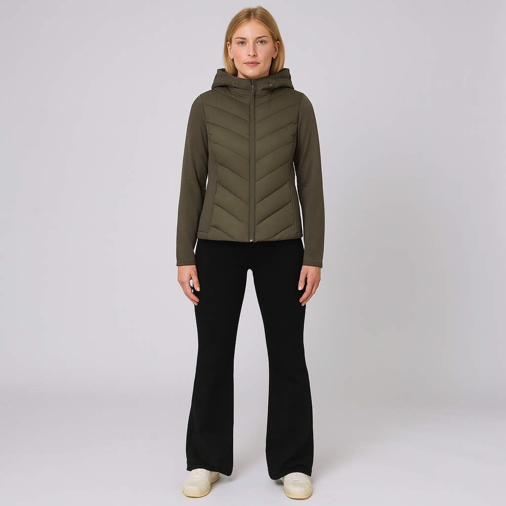 Women's Fitted Hooded Quilted Jacket Coat