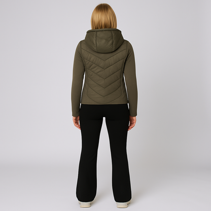 Women's Fitted Hooded Quilted Jacket Coat