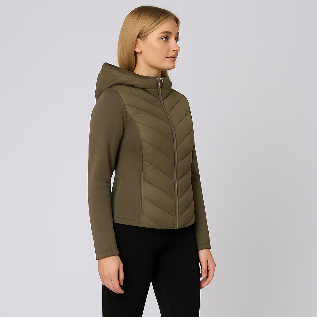 Women's Fitted Hooded Quilted Jacket Coat