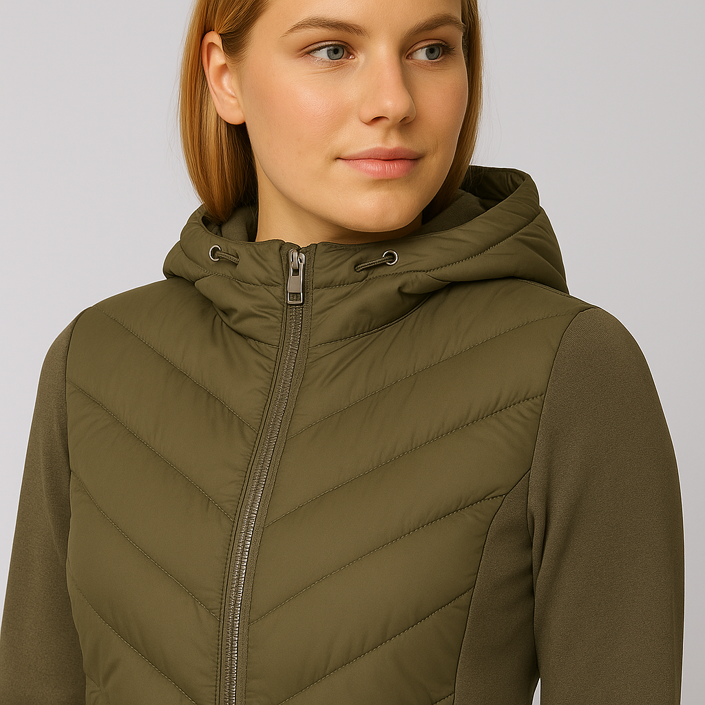 Women's Fitted Hooded Quilted Jacket Coat