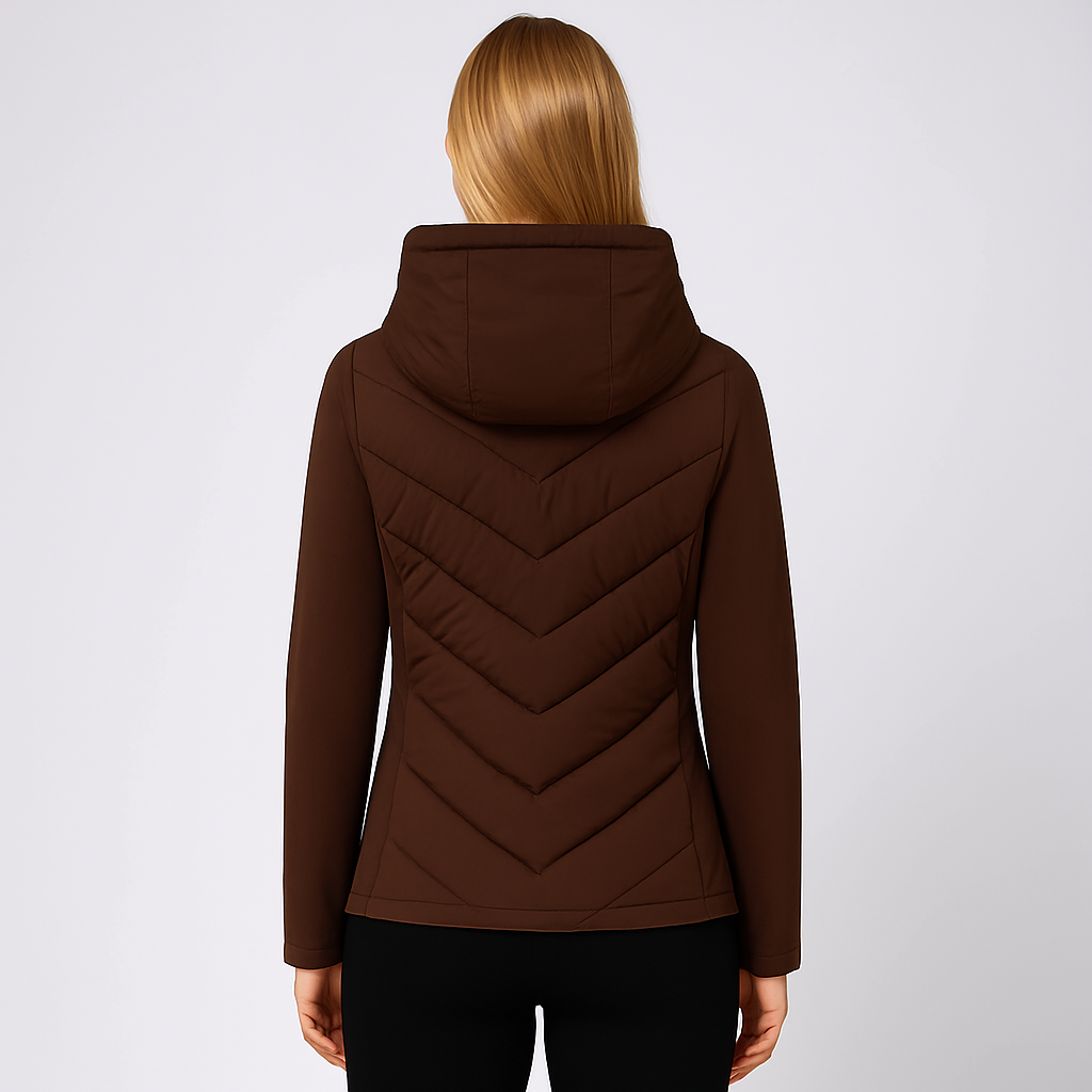 Women's Fitted Hooded Quilted Jacket Coat