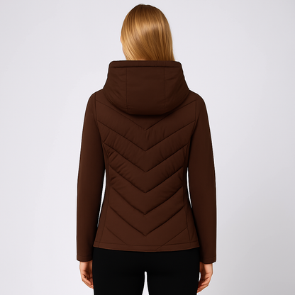 Women's Fitted Hooded Quilted Jacket Coat