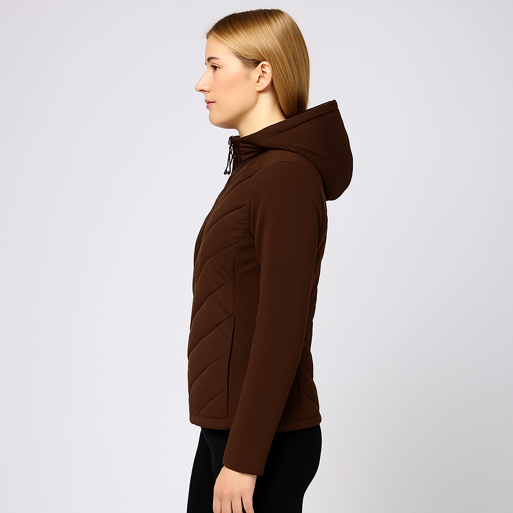 Women's Fitted Hooded Quilted Jacket Coat