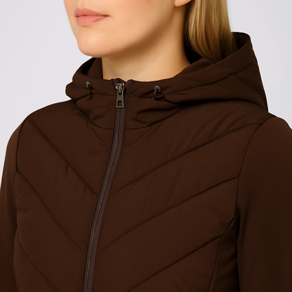 Women's Fitted Hooded Quilted Jacket Coat