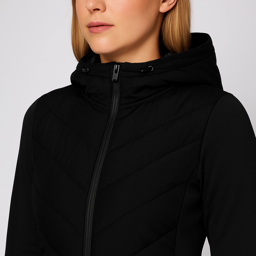 Women's Fitted Hooded Quilted Jacket Coat