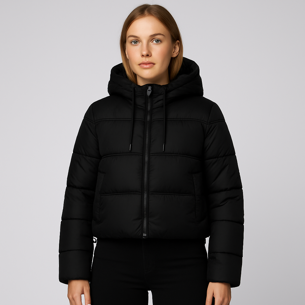 Warm Women's Quilted Puffer Jacket with Hood