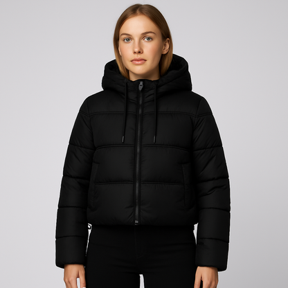 Warm Women's Quilted Puffer Jacket with Hood