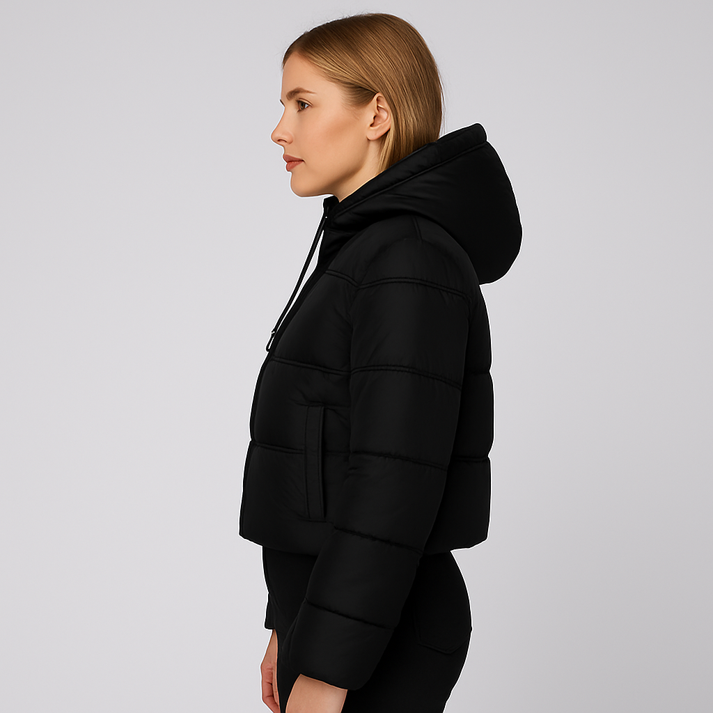 Warm Women's Quilted Puffer Jacket with Hood