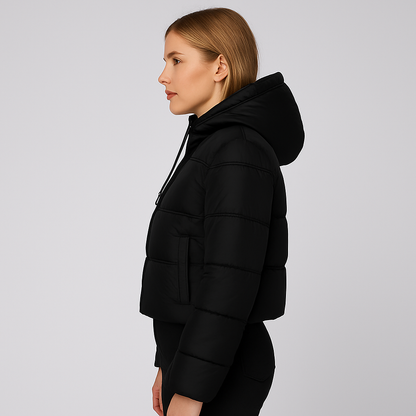 Warm Women's Quilted Puffer Jacket with Hood