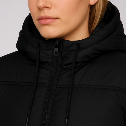 Warm Women's Quilted Puffer Jacket with Hood
