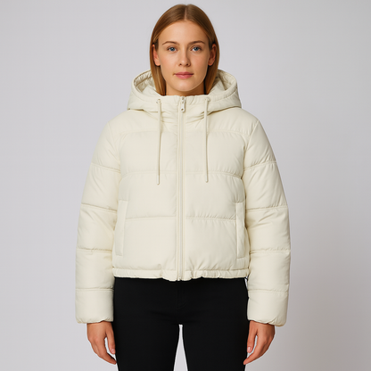 Warm Women's Quilted Puffer Jacket with Hood