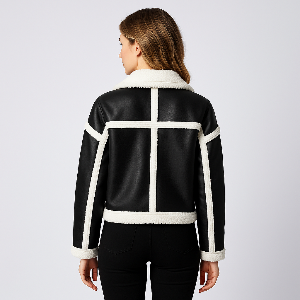Women's Casual Fall Parka Jacket with Contrast Trim