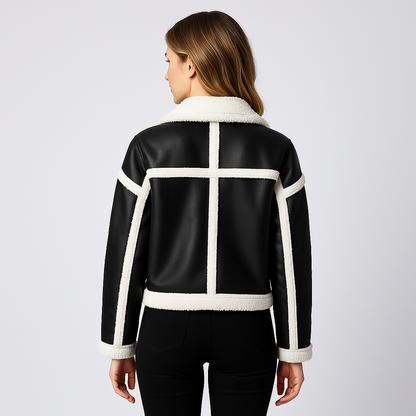Women's Casual Fall Parka Jacket with Contrast Trim