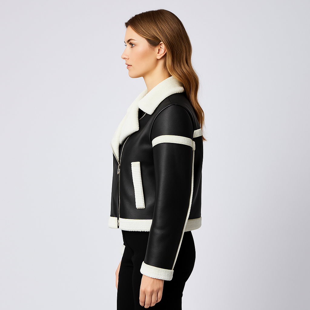 Women's Casual Fall Parka Jacket with Contrast Trim