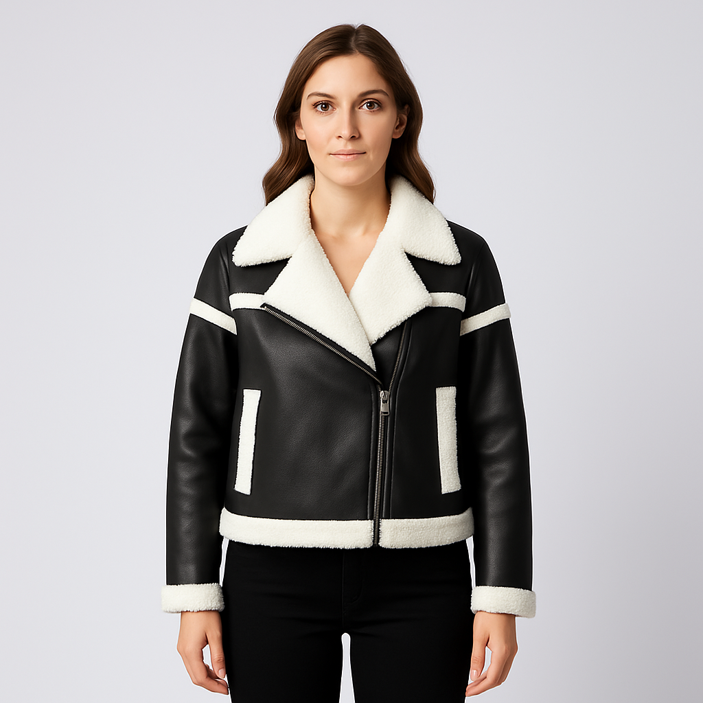 Women's Casual Fall Parka Jacket with Contrast Trim - OutfitLondon