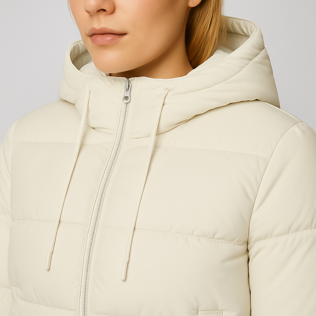 Warm Women's Quilted Puffer Jacket with Hood