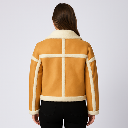 Women's Casual Fall Parka Jacket with Contrast Trim