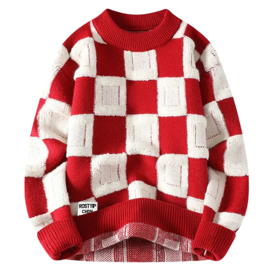 Classic Plaid Crew Neck Sweater for Men