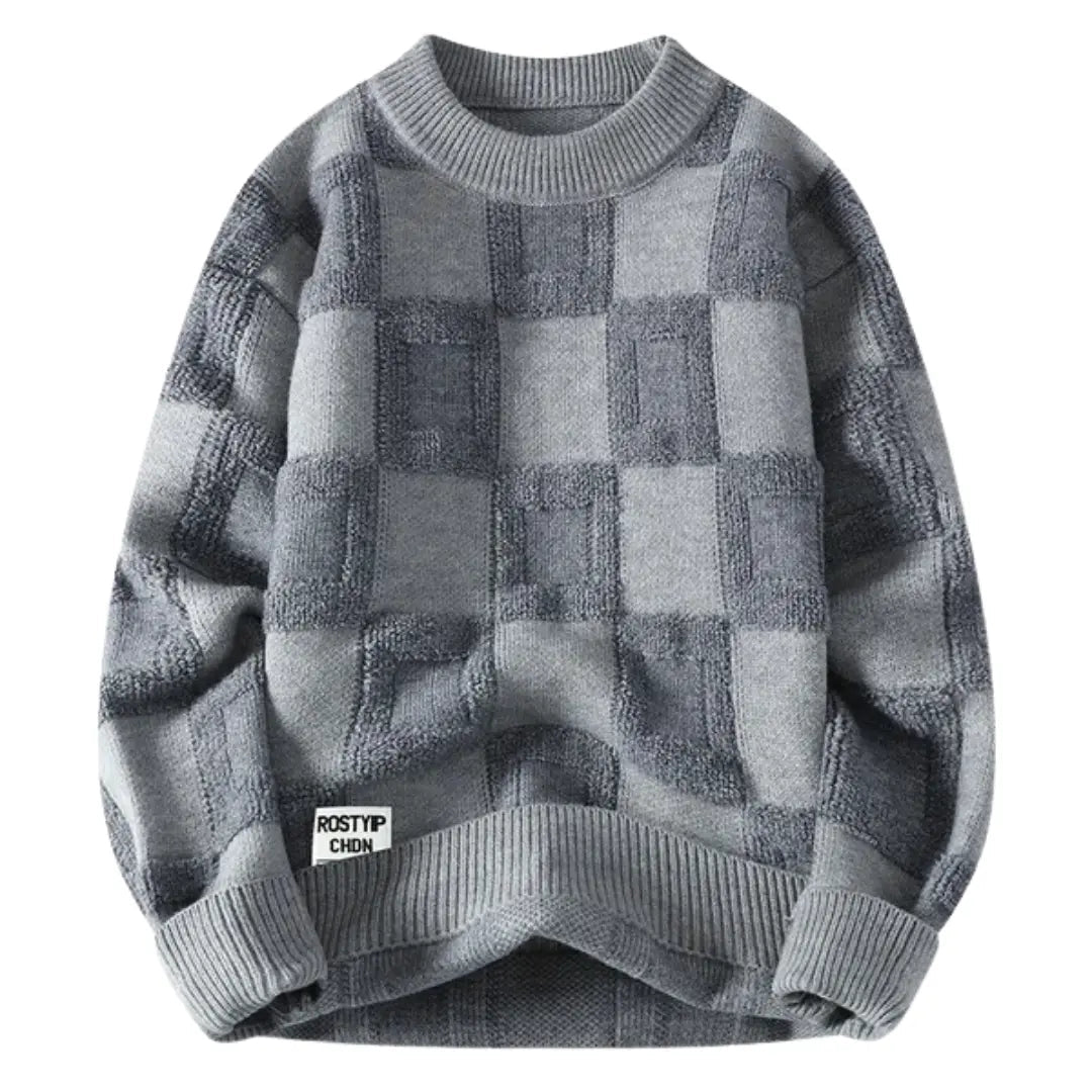 Classic Plaid Crew Neck Sweater for Men