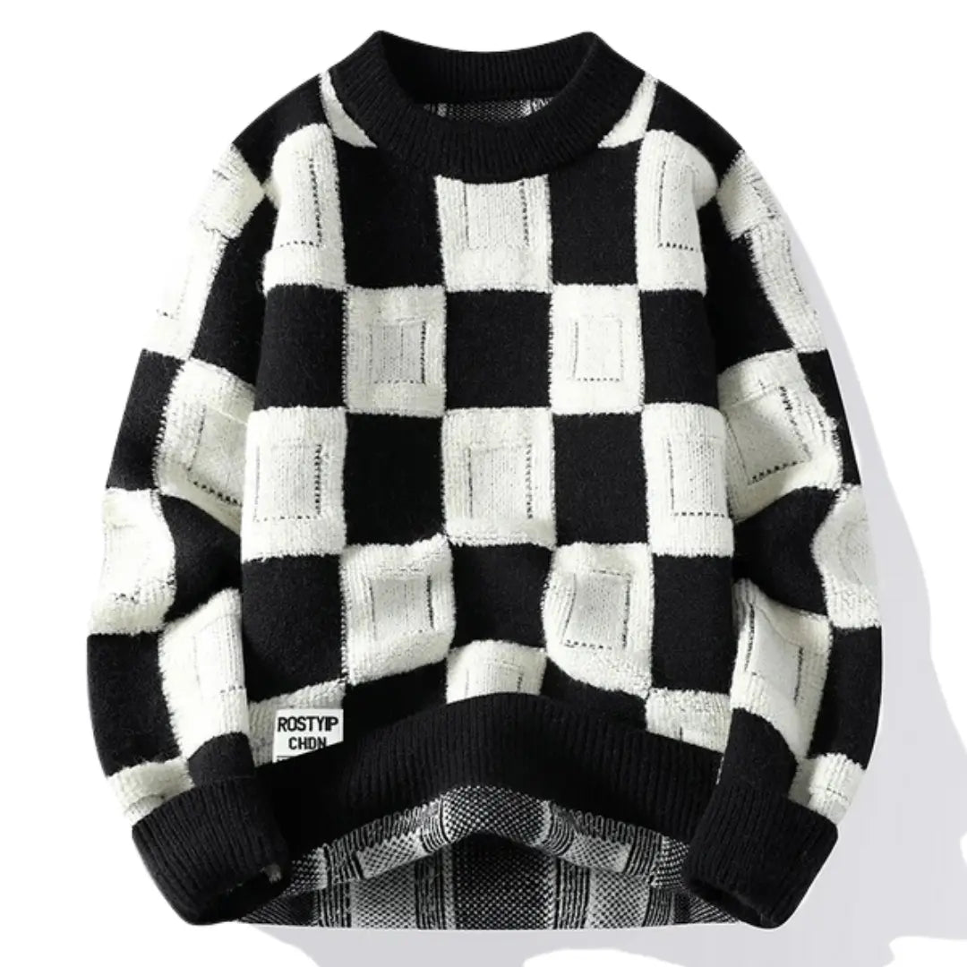 Classic Plaid Crew Neck Sweater for Men - OutfitLondon