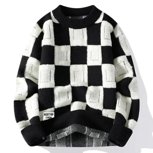 Classic Plaid Crew Neck Sweater for Men - OutfitLondon