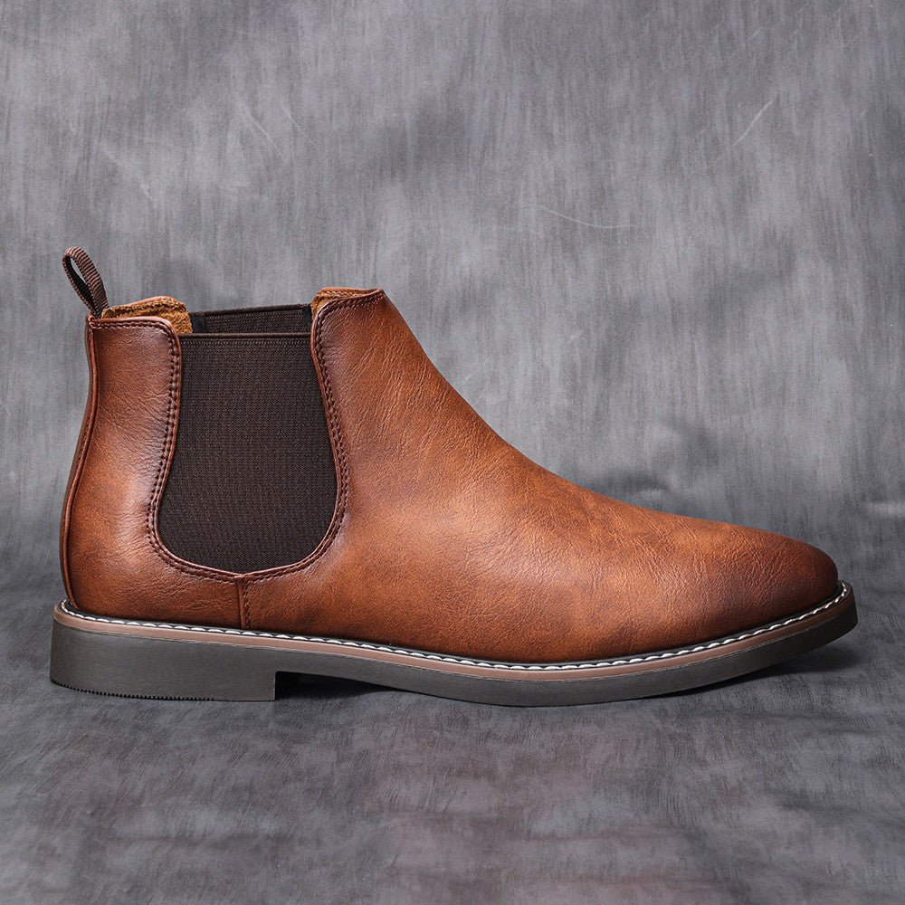 Comfortable Elastic Leather Chelsea Ankle Boots