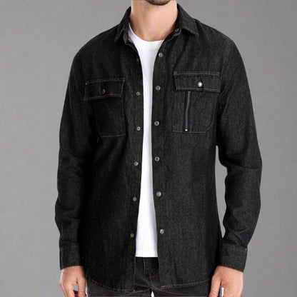 Relaxed Fit Jeans Shirt With Pockets - OutfitLondon