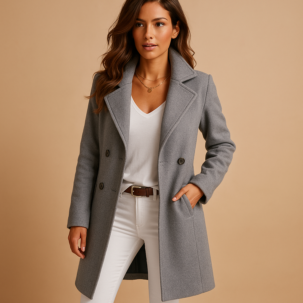 Chevie Women's Long Button Coat - OutfitLondon