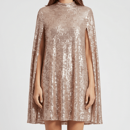 Glamorous Sequin Party Dress with Bell Sleeves - OutfitLondon