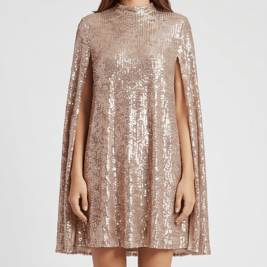 Glamorous Sequin Party Dress with Bell Sleeves - OutfitLondon