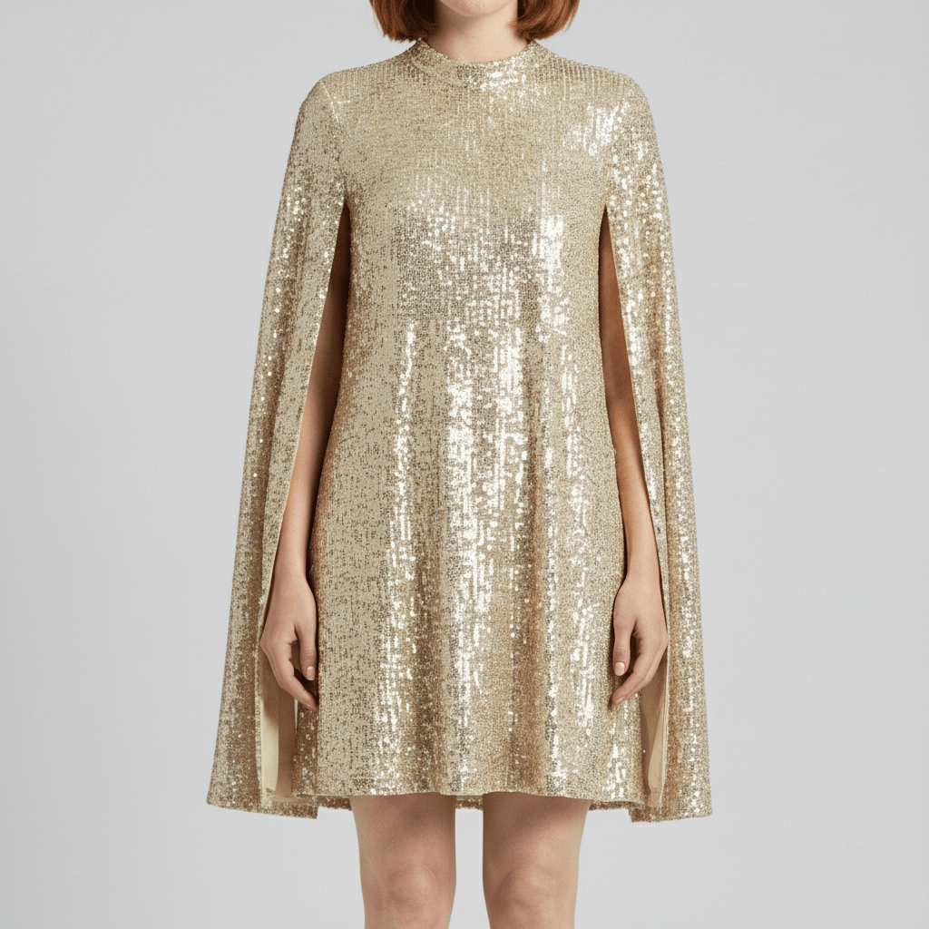 Glamorous Sequin Party Dress with Bell Sleeves