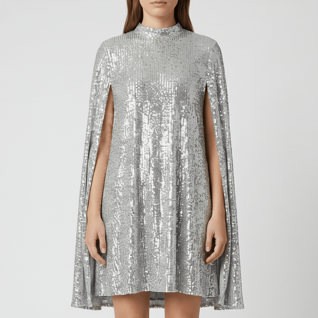 Glamorous Sequin Party Dress with Bell Sleeves