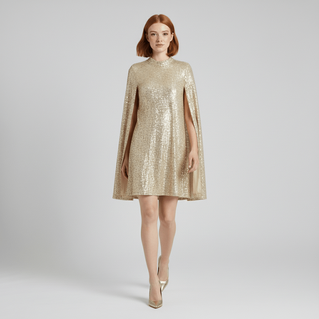 Glamorous Sequin Party Dress with Bell Sleeves