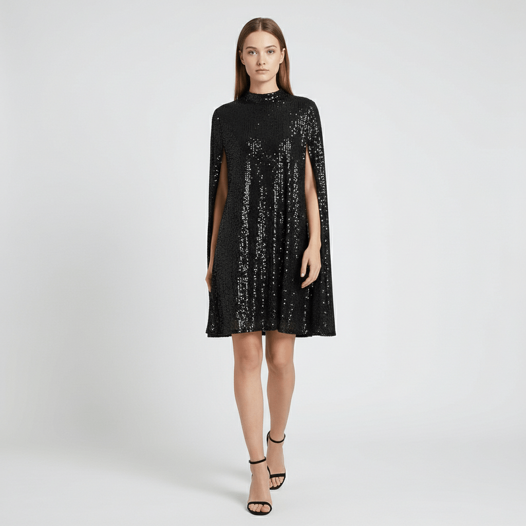 Glamorous Sequin Party Dress with Bell Sleeves