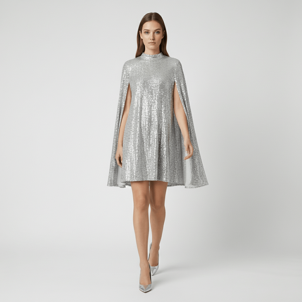 Glamorous Sequin Party Dress with Bell Sleeves