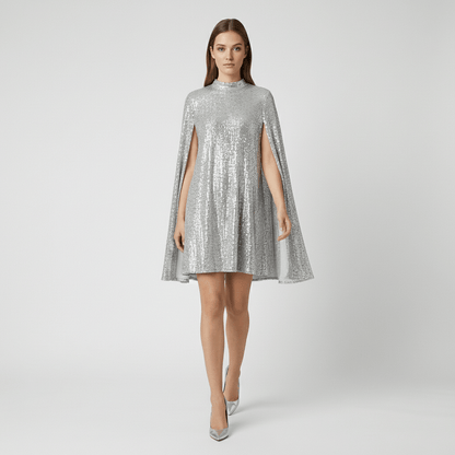 Glamorous Sequin Party Dress with Bell Sleeves