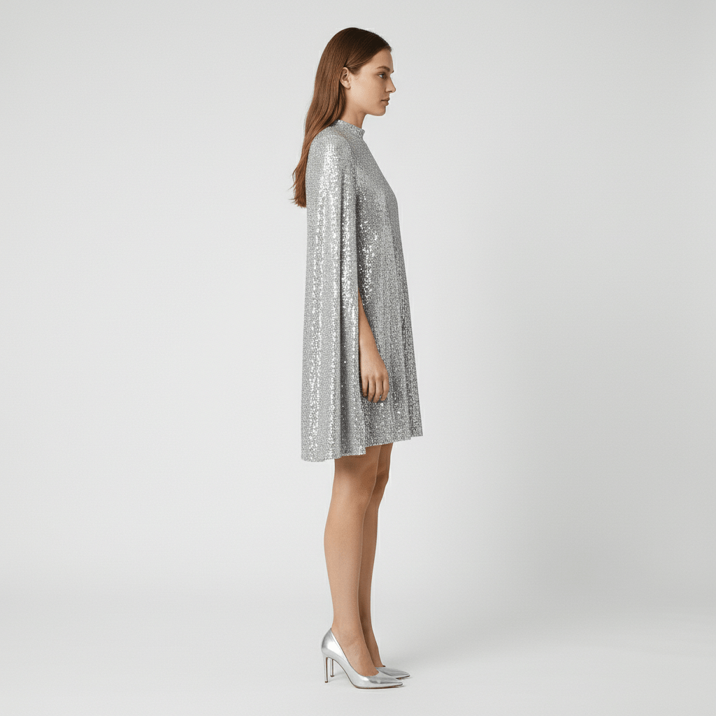 Glamorous Sequin Party Dress with Bell Sleeves