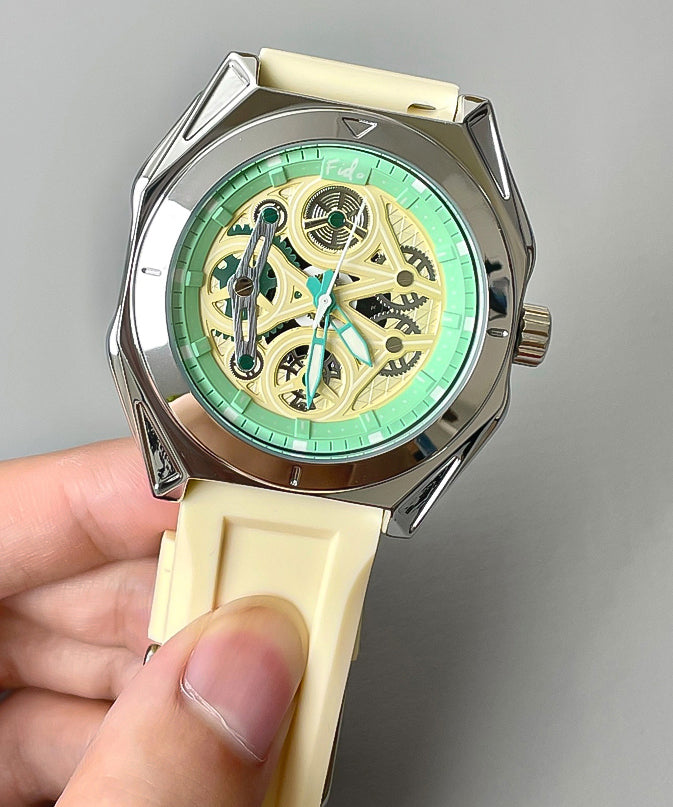 Women's Silicone Watch Sapphire Crystal Waterproof Beige - OutfitLondon