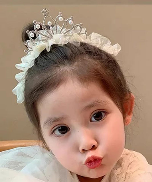 Girls Beige Tulle Hairpin Zircon Everyday Hair Accessory - OutfitLondon