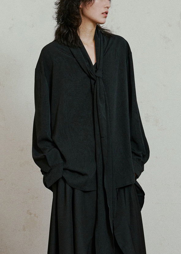 Women's Patchwork Blouse Black Asymmetrical Plus Size - OutfitLondon