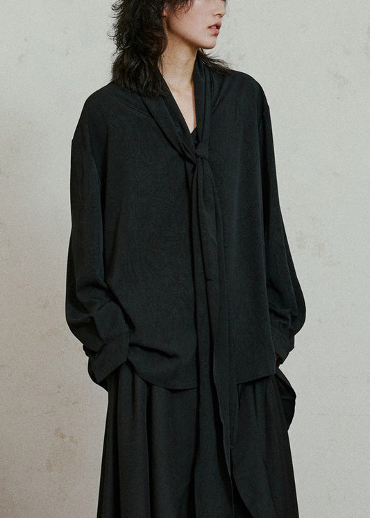 Women's Patchwork Blouse Black Asymmetrical Plus Size - OutfitLondon