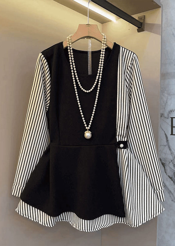 Women's Oversized Cotton Black Patchwork Two Piece Style - OutfitLondon