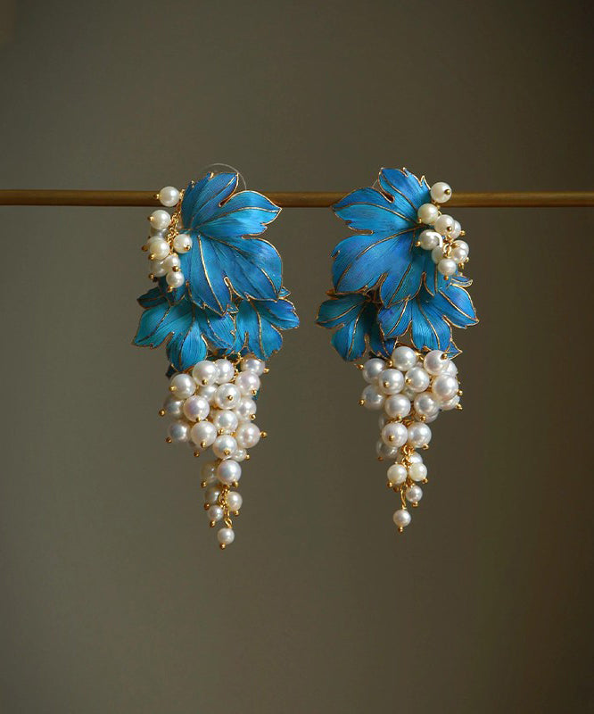 Women's Sterling Silver Blue Stud Earrings - OutfitLondon