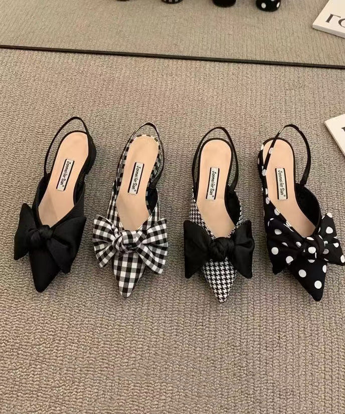 Women's Plaid Cotton Sandals Cushioned Insole Thick Heel - OutfitLondon