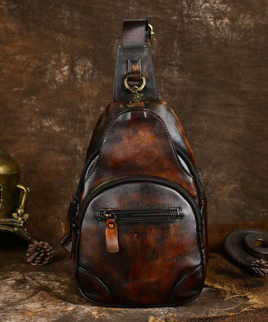 Men's Brown Leather Backpack Durable - OutfitLondon