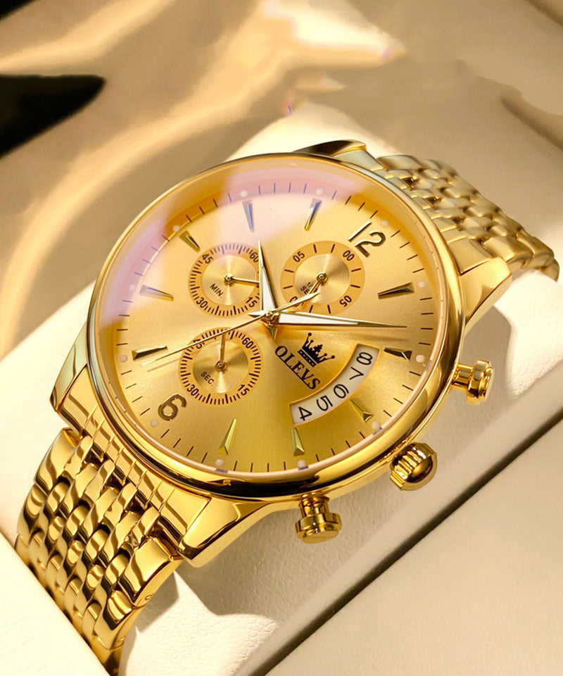 Women's Stainless Steel Quartz Watch Elegant Gold - OutfitLondon