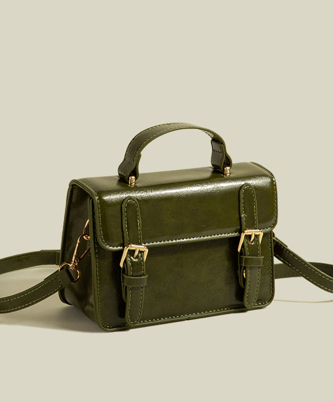 Women's Green Faux Leather Crossbody Bag Compact Durable - OutfitLondon