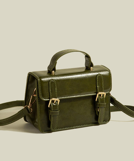 Women's Green Faux Leather Crossbody Bag Compact Durable - OutfitLondon