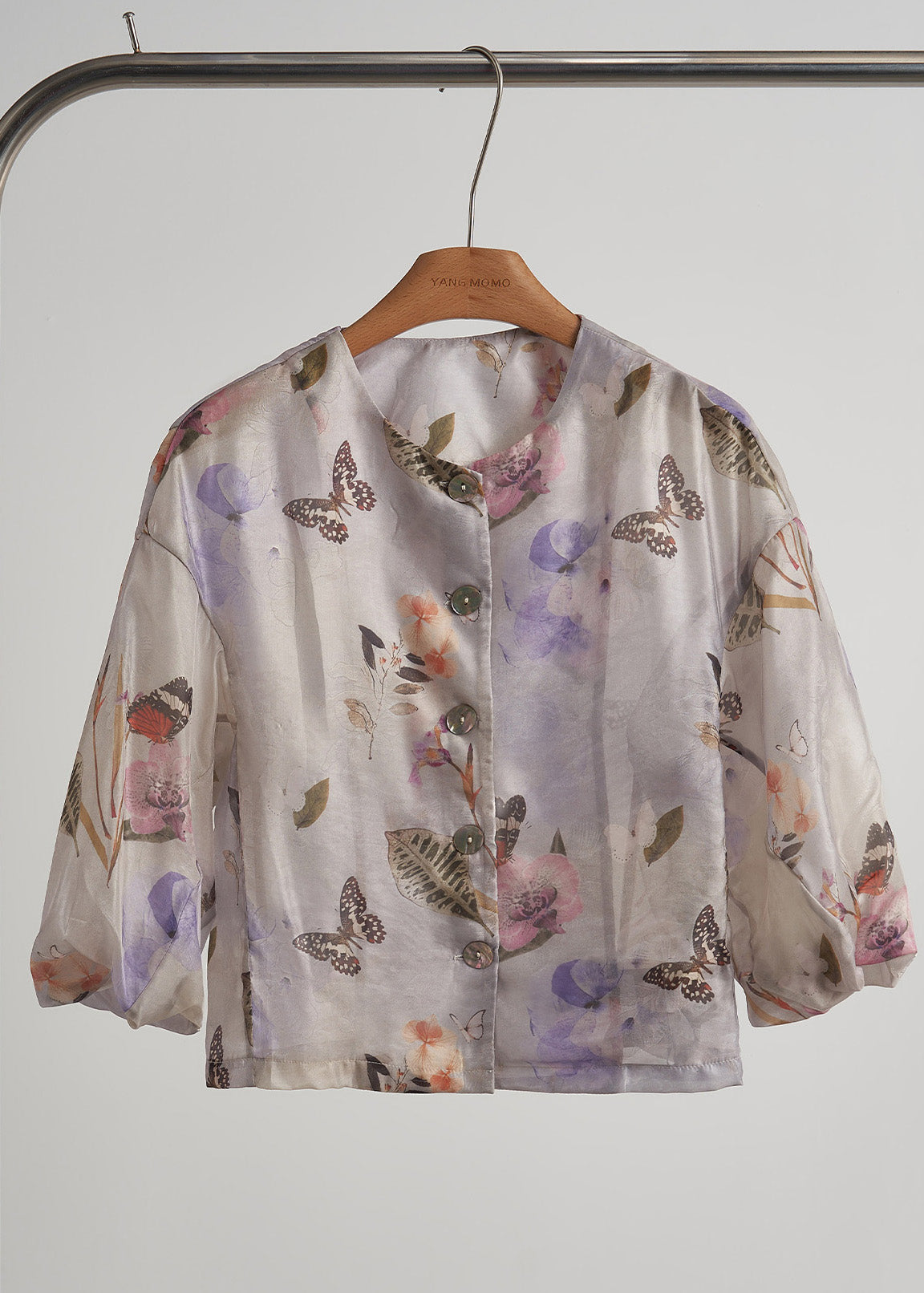 Women's Cotton Blend Shirt Violet Print Comfortable Casual - OutfitLondon
